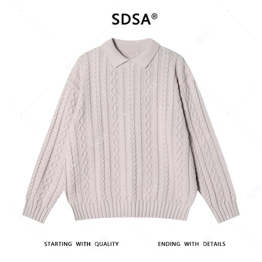 257142SDSA男士秋冬新款痞帅男装简约纯色纽花翻领毛衣百搭慵懒风针织衫 商品图1