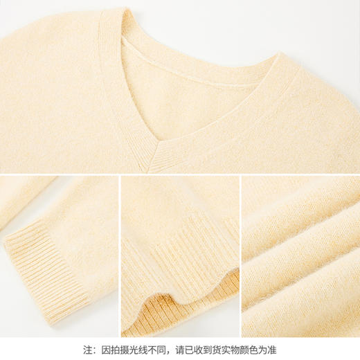 【商场同款】CNK5038 “ 软糯糯毛衫 ”  触感治愈触感柔软细腻 V领米白色毛衫 商品图4