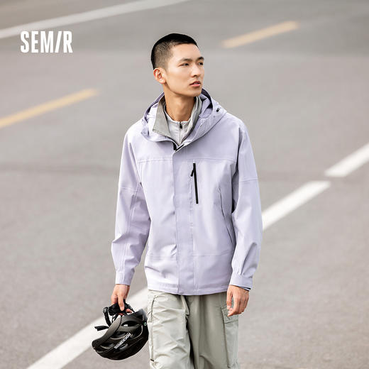 森马冲锋衣男防风防雨骑行徒步登山服秋季连帽外套情侣款户外夹克 商品图1