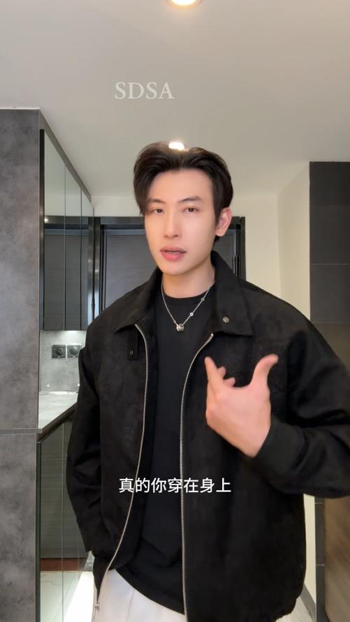 252753SDSA男士秋冬新款痞帅男装复古褶皱拉链立领夹克外套宽松时尚上衣 商品图0