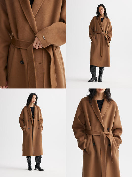 素舶 细支绵羊毛浴袍式长款双面呢大衣 商品图4