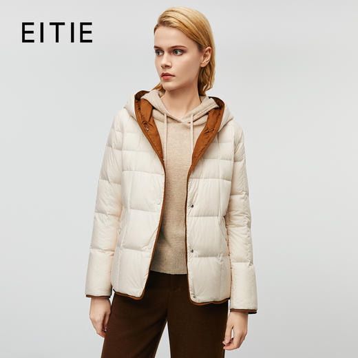 EITIE爱特爱防风保暖直筒短款显瘦连帽羽绒服冬季新款8011708 商品图0