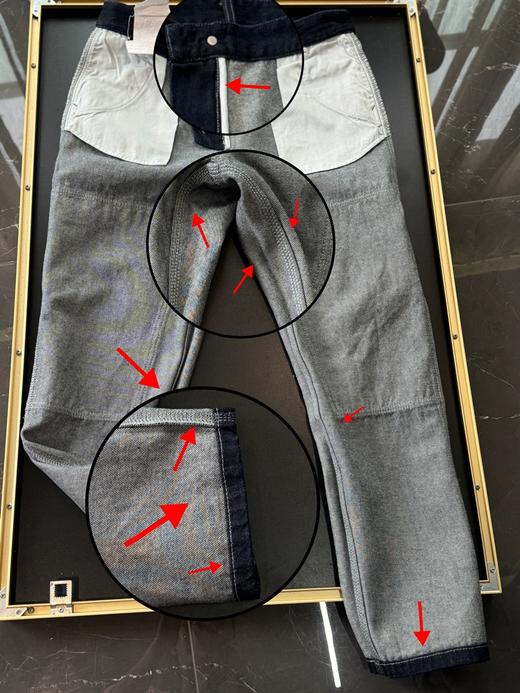 鸟家 灯心绒拼接男女同款牛仔裤(蕾姐S宽松,波哥穿L紧身) 商品图14