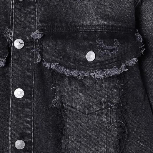 SDSA秋冬新款痞帅男装美式设计感流苏磨破立领牛仔夹克外套百搭 商品图2