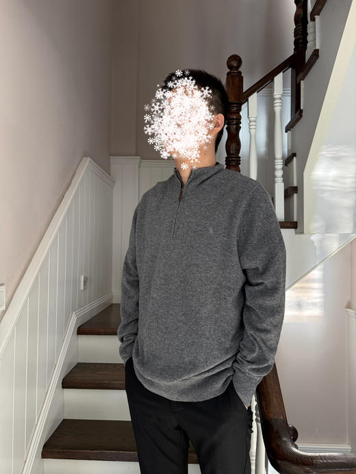 109-4 经典爆款 小马刺绣 内外撞色领口 男士 半拉链 针织套头衫 50羊毛50羊绒 商品图11