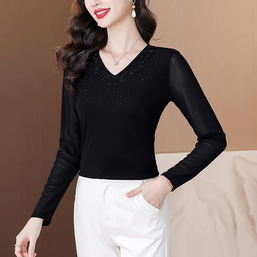 KQL D36M8319网纱气质洋气妈妈装显瘦长袖上衣 商品图1