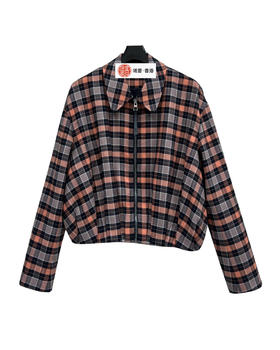 女款格纹褶皱外套 可配套装014