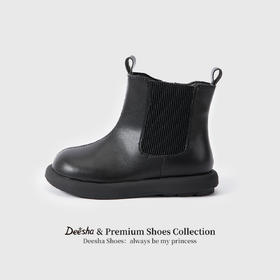 笛莎Deesha 女童童鞋2025冬季新款短筒皮靴