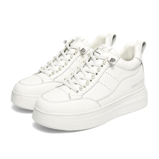 【云粉节】BF楼 森达休闲高帮鞋2025冬季新款简约厚底增高小白鞋XTR01吊牌价899活动价399 商品图0