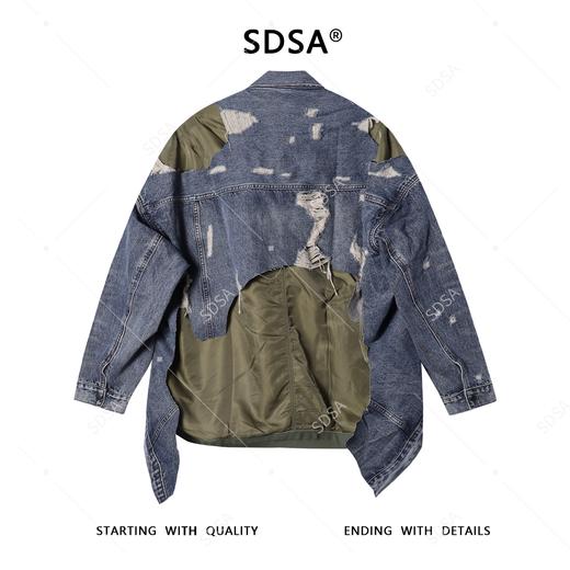 SDSA男士秋冬新款痞帅男装美式磨破拼接牛仔外套夹克复古时髦潮 商品图4