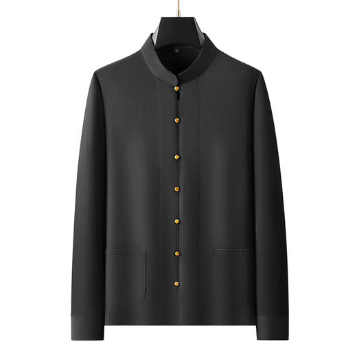 【口袋款】【DDA】大依优型大码男装新中式衬衫棉质男士加肥加大码时尚休闲立领国风长袖衬衫男 商品图4