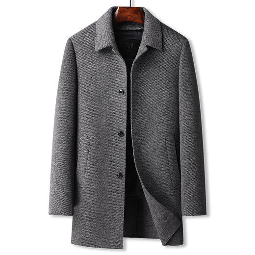 【可拆卸鸭绒内胆】【羊毛】【DBW】大依优型大码男装毛呢大衣外套中长款可脱卸羽绒内胆商务休闲大衣 商品图4