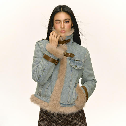 Ariseism 美式复古设计感牛仔棉衣外套女秋冬新款棉服上衣 商品图0