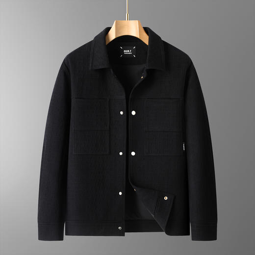 【DDT】大依优型大码男装秋季长袖夹克外套宽松商务休闲翻领格子提花外套加肥加大 商品图1