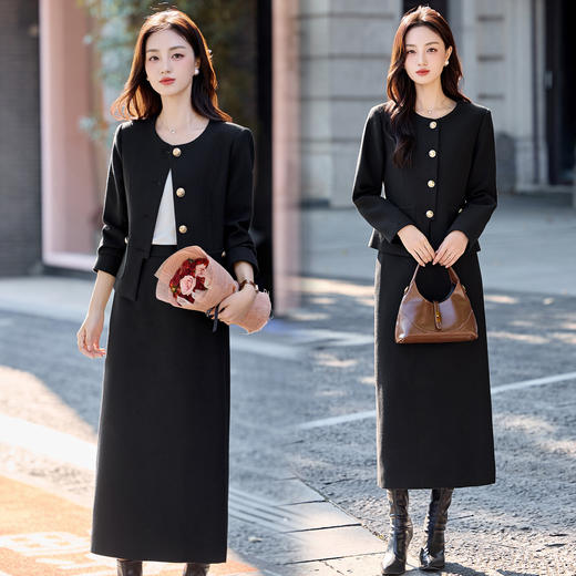 小香风毛呢套装裙，名媛气质洋气外套半身裙两件套HR-8938 商品图1