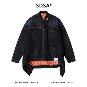 SDSA男士秋冬新款痞帅男装美式磨破拼接牛仔外套夹克复古时髦潮