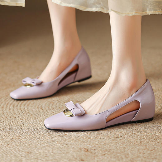 【预售5天】3.5cm中跟夏季新款羊皮镂空蝴蝶结包头内增高凉鞋HCYYHD&6087 商品图4