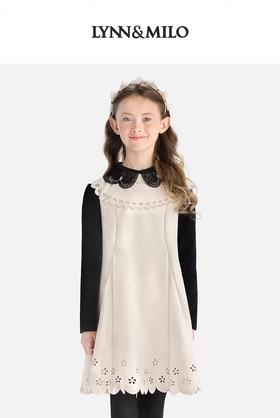 【春上新】8楼琳麦罗 LYNNMILO 浅卡其麂皮绒激光割花礼服裙 吊牌价：798元  活动价：239元