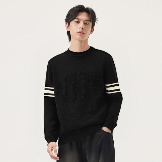 gxg.jeans男装冬季热卖黑色圆领线衫休闲舒适内搭长袖毛衫毛衣J24X204120 商品图1