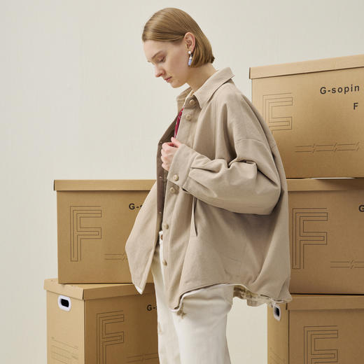 谜底衬衫式羽绒服女2025年冬季新品保暖时髦廓形鸭绒女254MY1707 商品图1