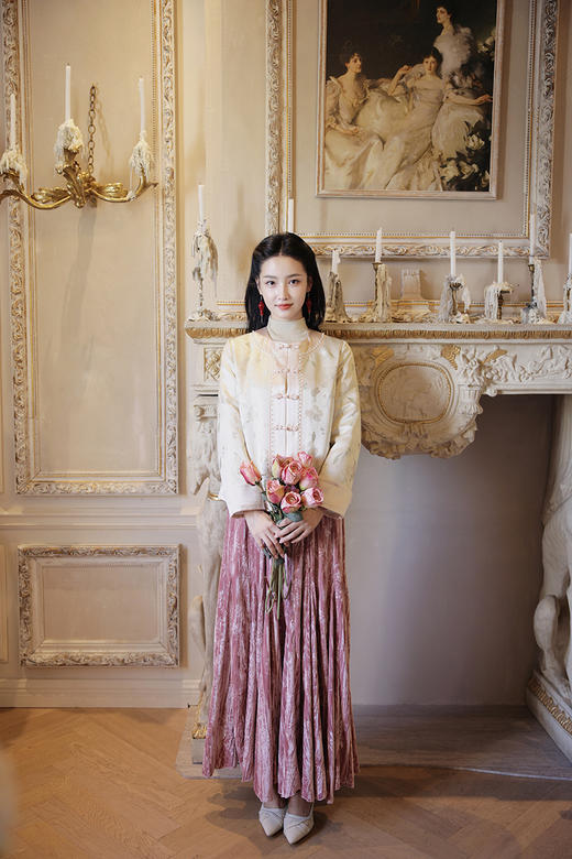 逸红颜明月优选#『钰娇』冬日桃花曲｜织锦缎珍珠夹棉外套 将江南春色穿在身上​ 商品图9