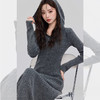 西遇针织长袖连衣裙女秋季新款轻熟灰色连帽修身显瘦长裙子SS051600 商品缩略图2