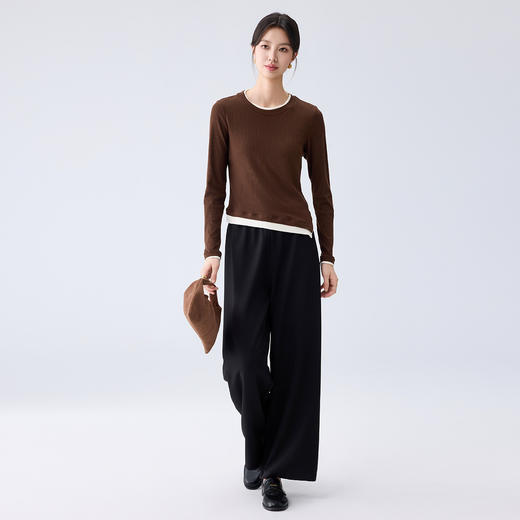 【松紧腰 易打理】罗蒙女士休闲裤舒适日常百搭大众简约大方长裤女 商品图6