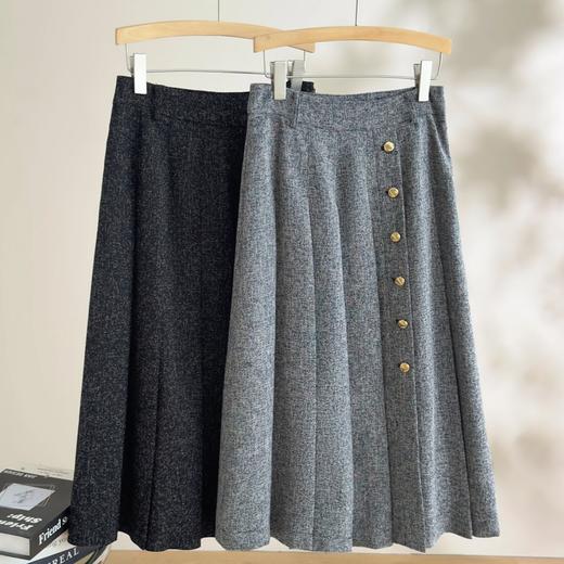 「自」全新升级【铂金会员330/天猫439/差价109】(94406)洛诗琳雷系灰色百褶裙2025秋季新款通勤百搭显瘦A字半身裙 商品图3