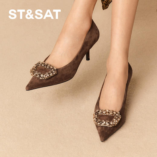 星期六复古名媛格调尖头细高跟SSD3111210 商品图5