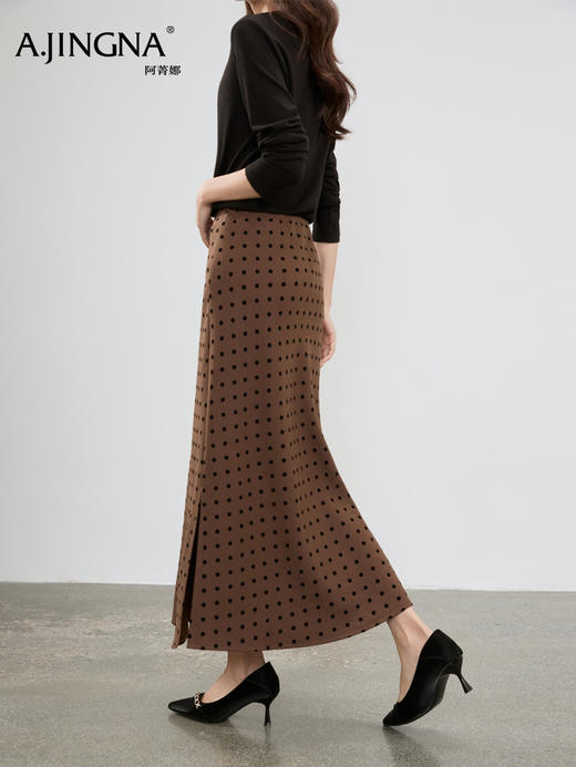 【微A廓形】阿菁娜秋季新款波点半身裙微A廓形显瘦侧开叉设计通勤日常百搭F30D213001 商品图3