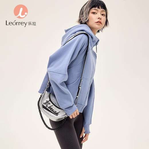 Leorrey乐拉运动休闲户外弹性宽松百搭亲肤夹克连帽卫衣外套长款外套WT0386 商品图0