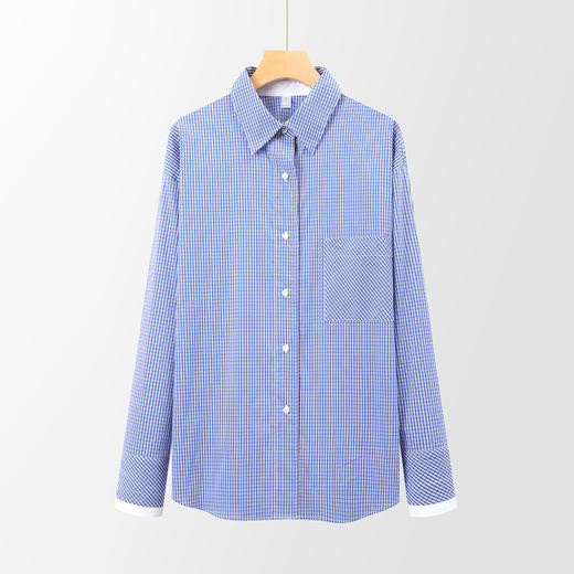 【棉混纺 清新格纹】罗蒙女士春秋长袖衬衫简约大众易打理舒适百搭商务女衬衣 商品图2