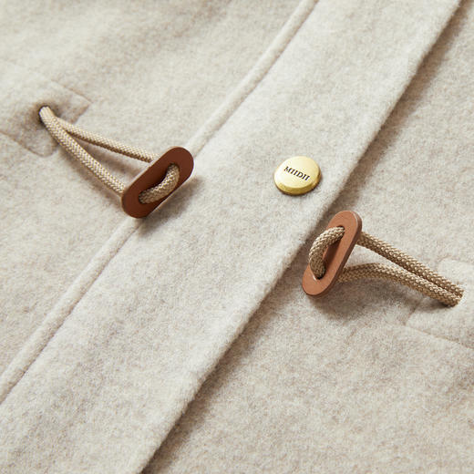 谜底羊毛双面呢大衣长袖2025冬新品猎装廓形抽绳收腰女254MD1724 商品图3