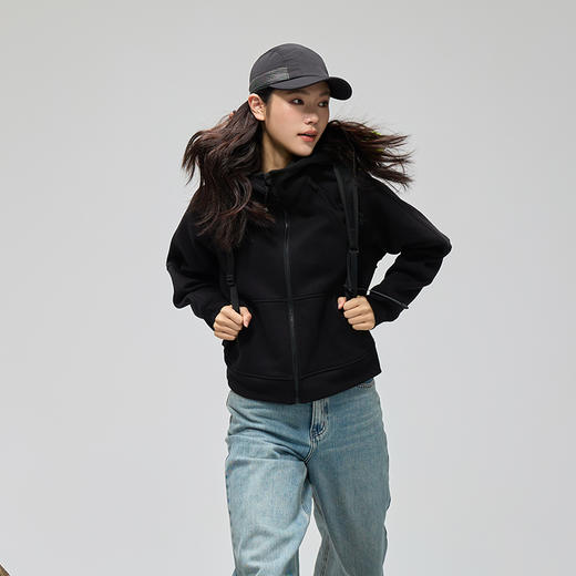 Leorrey乐拉运动休闲户外弹性宽松百搭亲肤夹克连帽卫衣外套长款外套WT0386 商品图3