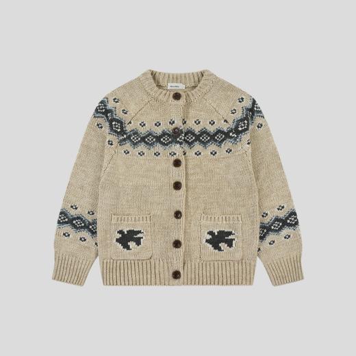 GOODBAI 白鸽飞行提花费尔岛花纹宽松圆领毛织开衫 商品图1