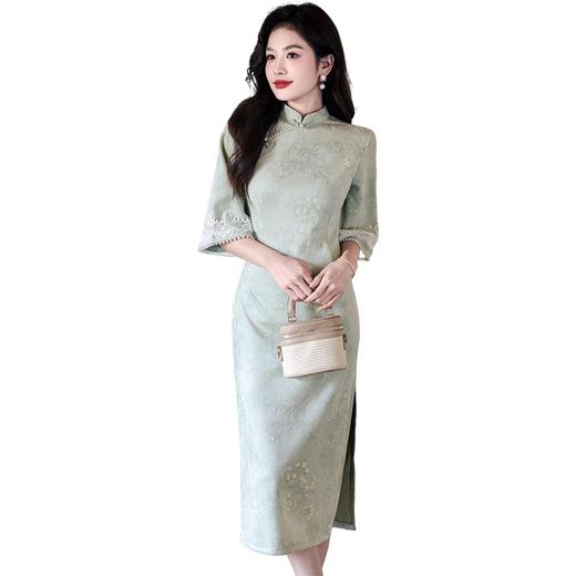 新中式女2025秋季新款麂皮绒改良年轻款倒大袖旗袍YG2683 商品图4