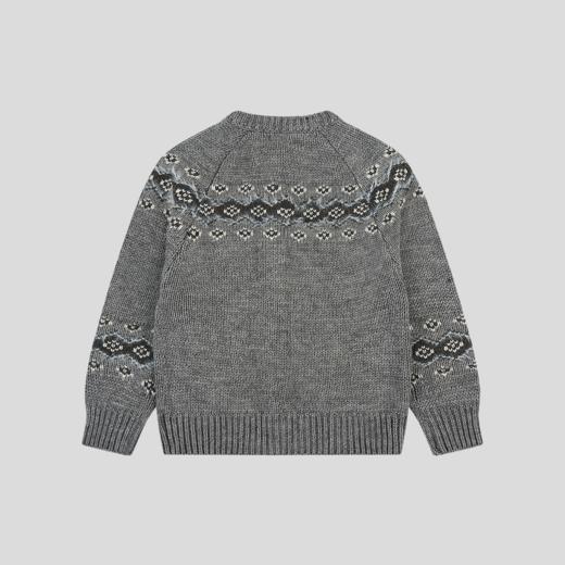 GOODBAI 白鸽飞行提花费尔岛花纹宽松圆领毛织开衫 商品图4