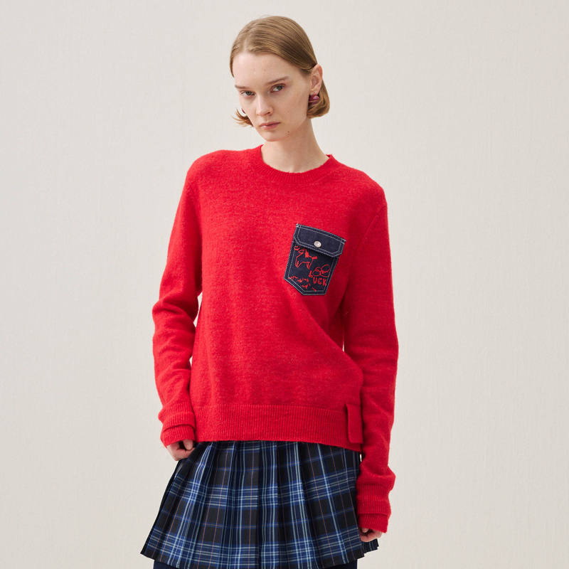 谜底套头针织衫长袖2025年冬季新品廓形宽松保暖软糯女254MZ1872