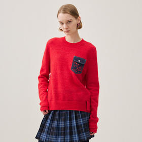 谜底套头针织衫长袖2025年冬季新品廓形宽松保暖软糯女254MZ1872