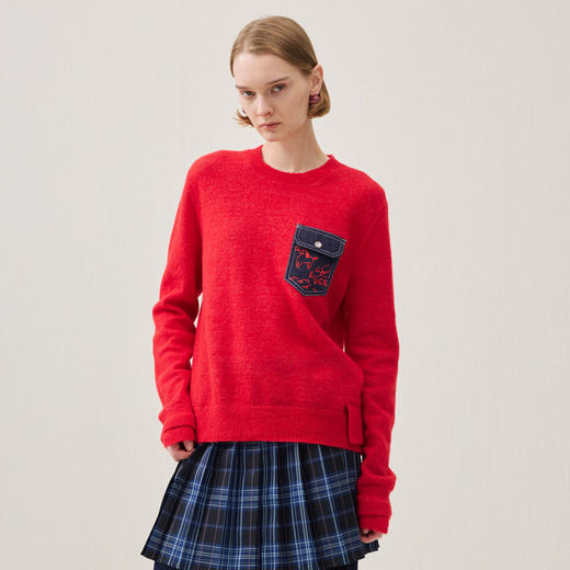 谜底套头针织衫长袖2025年冬季新品廓形宽松保暖软糯女254MZ1872 商品图0