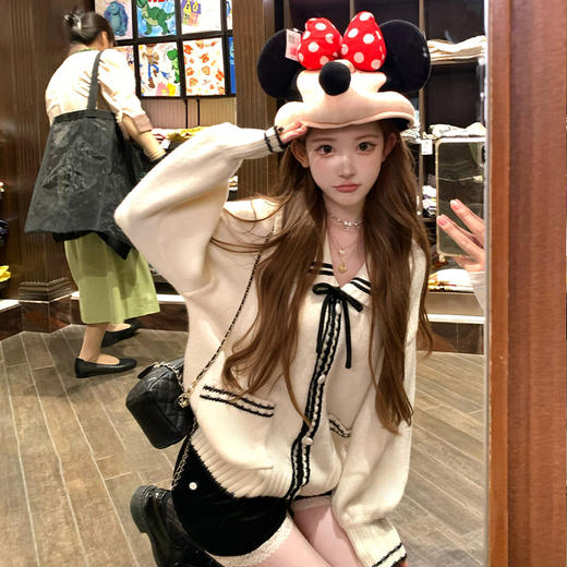 西遇学院风针织开衫外套女秋季新款海军领系带甜美宽松毛衣SS051615 商品图2