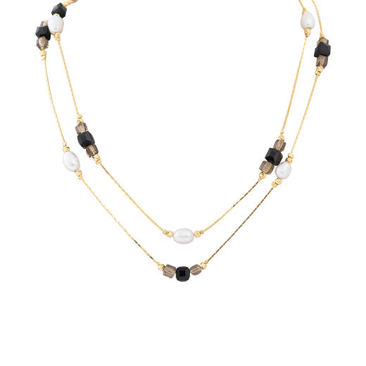 【满天星】三彩2025新款合成珍珠套链轻奢优雅项链复古叠戴毛衣链 商品图3