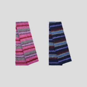 GOODBAI 撞色横条纹长毛针织围巾