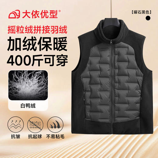 【DK】【摇粒绒拼接】400斤大依优型大码男装羽绒马甲加肥加大坎肩上衣男保暖加绒加厚 商品图6