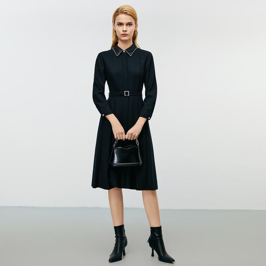 EITIE爱特爱冬季新款气质修身通勤显瘦百搭毛呢连衣裙8007704 商品图3