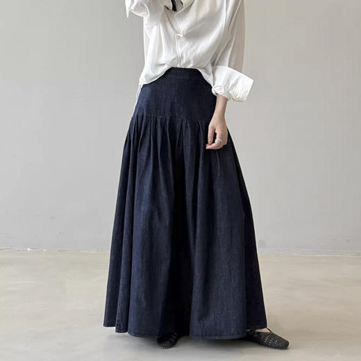 裁缝学苑AH78腰封a字大摆牛仔百褶半身裙纸样女装松紧腰半裙样板 商品图3