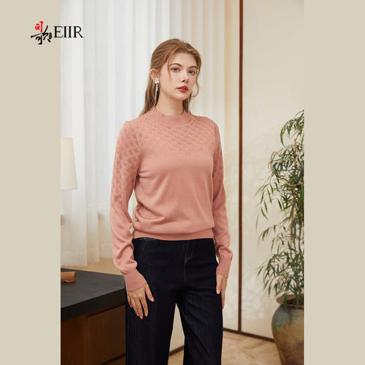 司歌小立领长袖毛织衫女秋冬G90G2813 商品图1