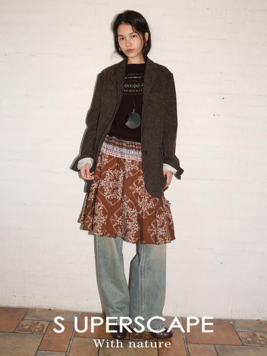 素舶 重工澳洲美丽奴羊毛 印花拼接费尔岛提花针织背心连衣裙 商品图1