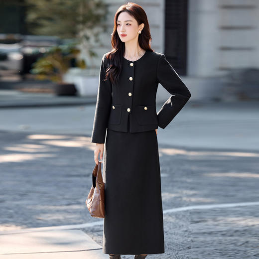 小香风毛呢套装裙，名媛气质洋气外套半身裙两件套HR-8938 商品图3