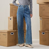 谜底直筒牛仔裤长裤2025年冬季新品柔软百搭后腰松紧女254MJ1454 商品缩略图0